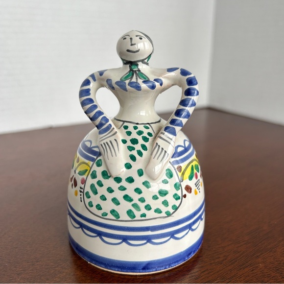Talavera Franpesa Lady Figurine Bell Signed - Picture 2 of 8